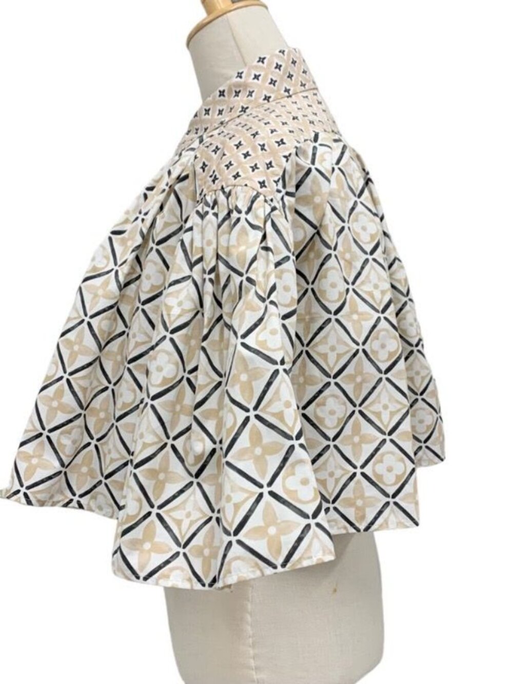 Louis Vuitton By The Pool Blouse Shirt Cotton Beige Monogram Cape - Picture 3 of 8